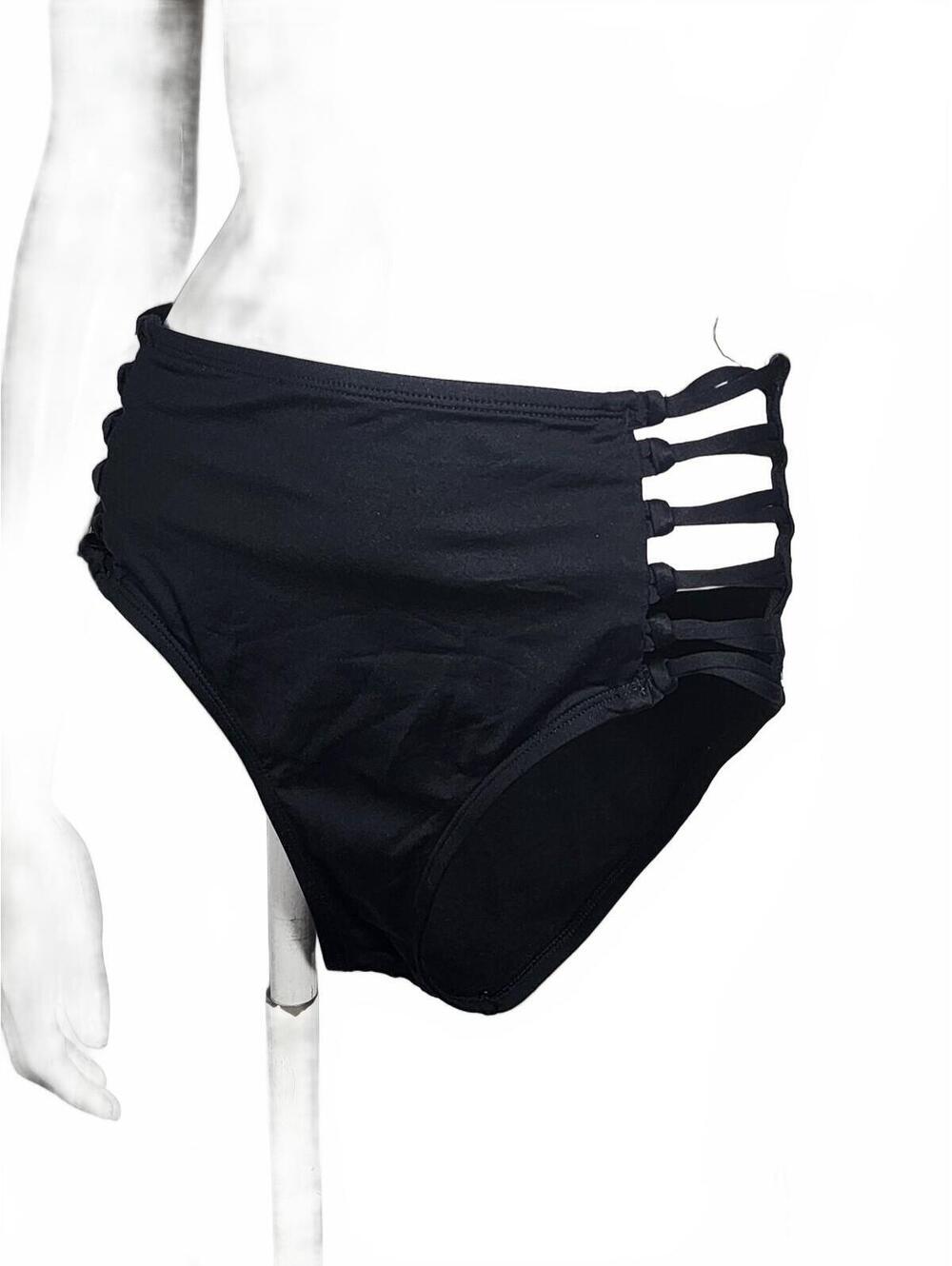 Shade & Shore Women's High Waist Black Bikini Bottoms Medium